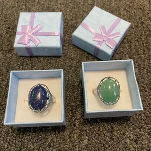 2 natural stones rings ( resizable)